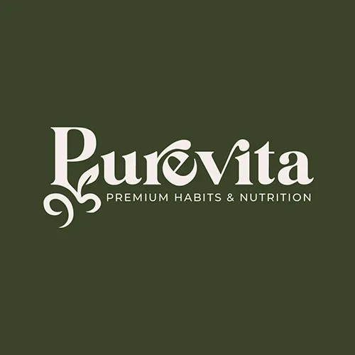 Purevita: Logo sobre fondo oscuro