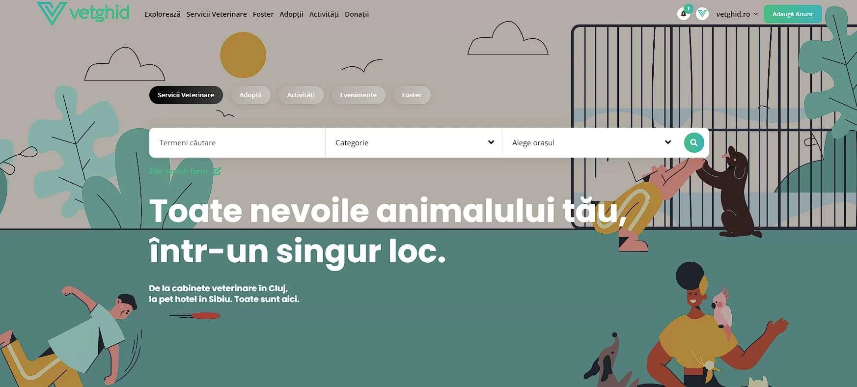 vetghid.ro: Guía y directorio de servicios veterinarios de Rumanía, proyecto propio hecho de principio a fin por mí.