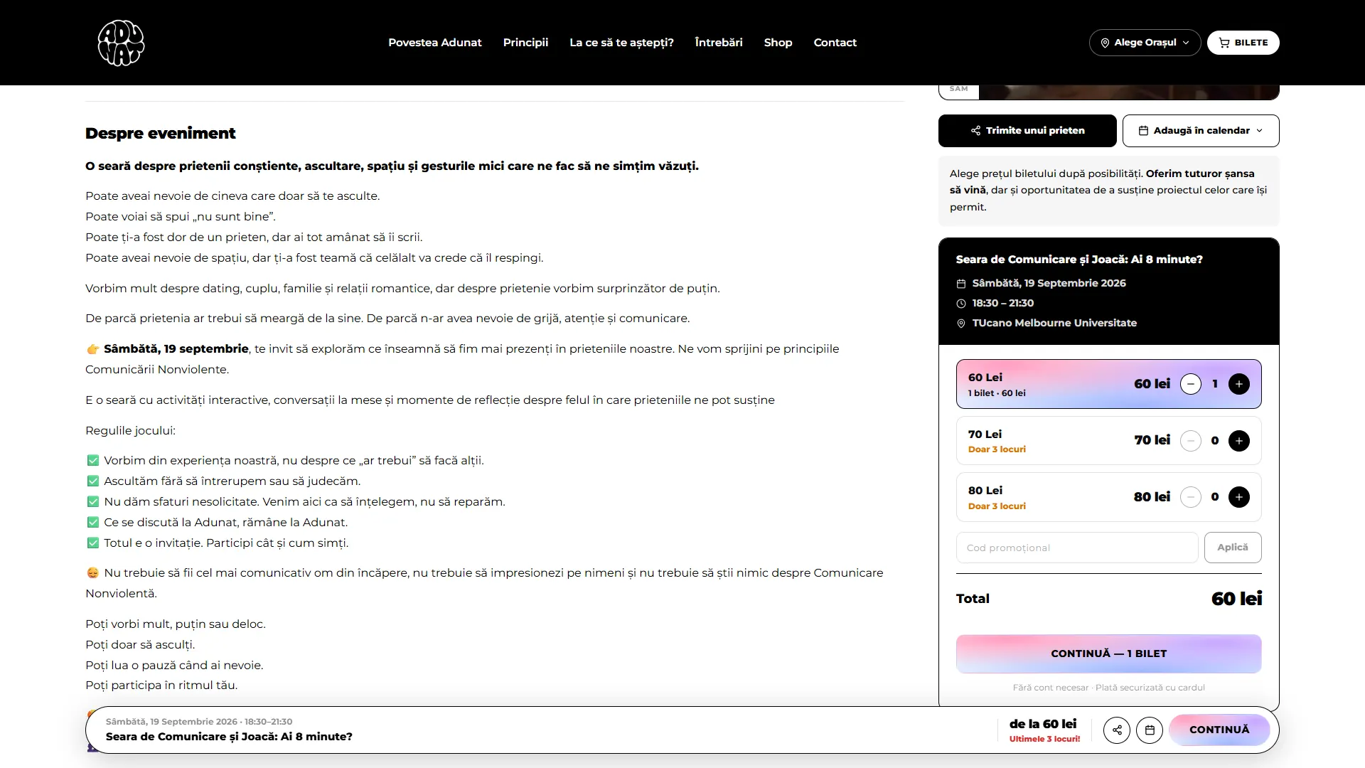 adunat.ro: Selección de entradas con precio a elegir