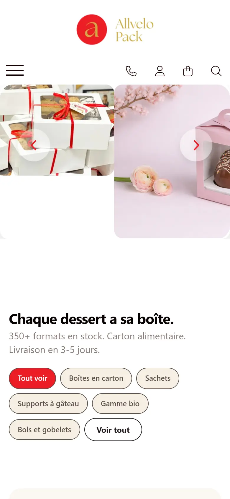 allvelopack.fr: captura en móvil 1