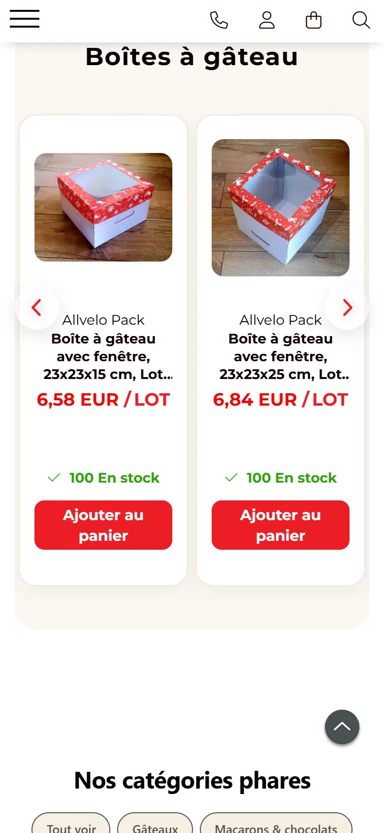 allvelopack.fr: captura en móvil 2