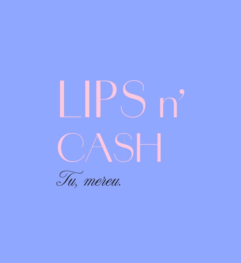 Lips n' Cash: Logo sobre azul