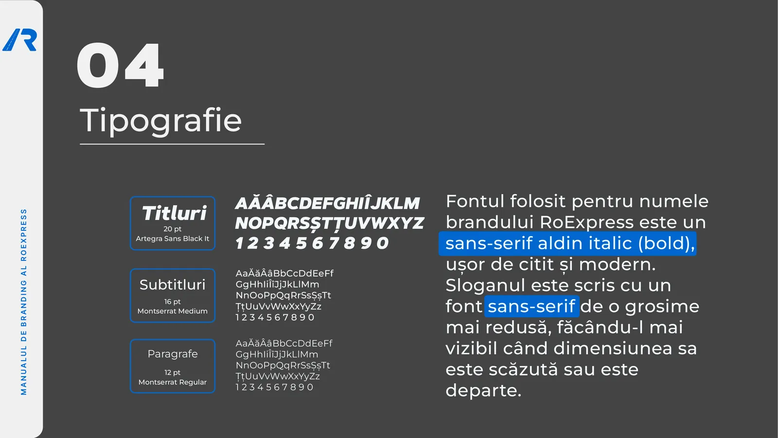 RoExpress: Tipografía