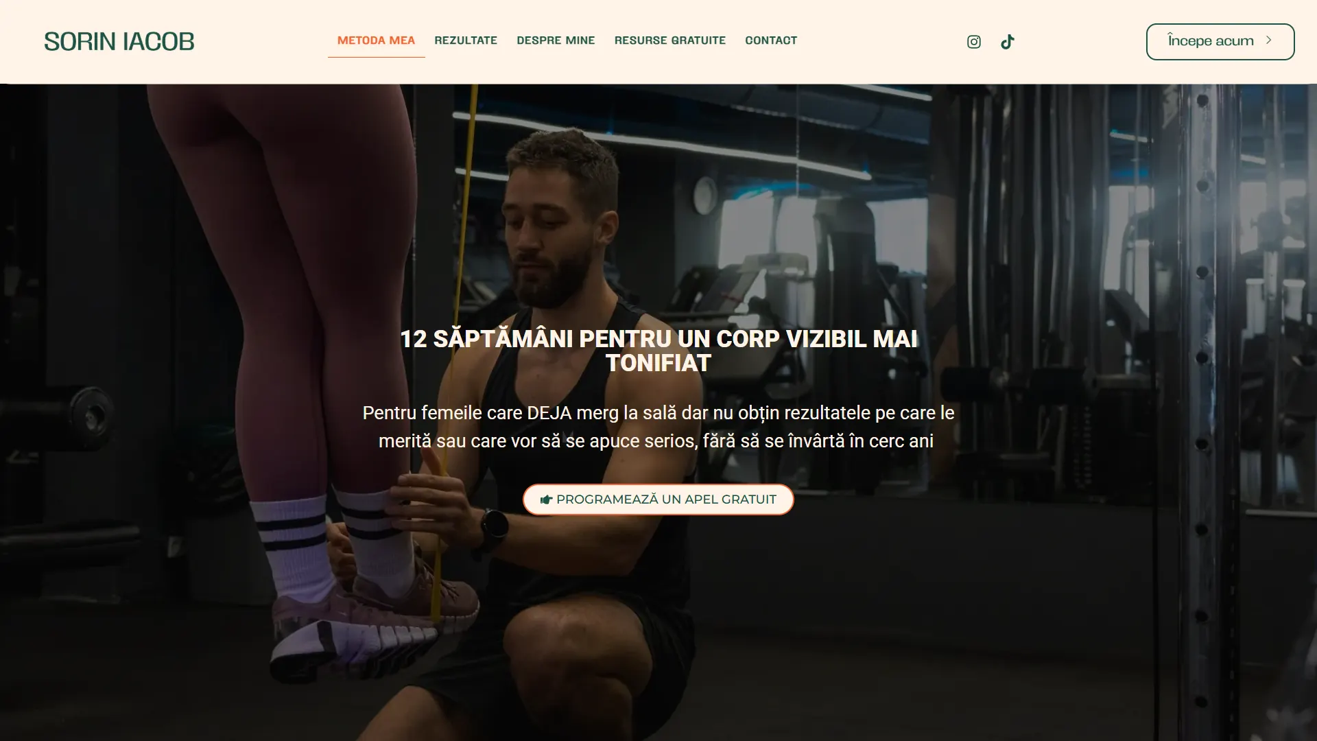 soriniacob.ro: Web a medida, tienda de cursos y embudos de venta para un entrenador personal y mentor de estilo de vida.