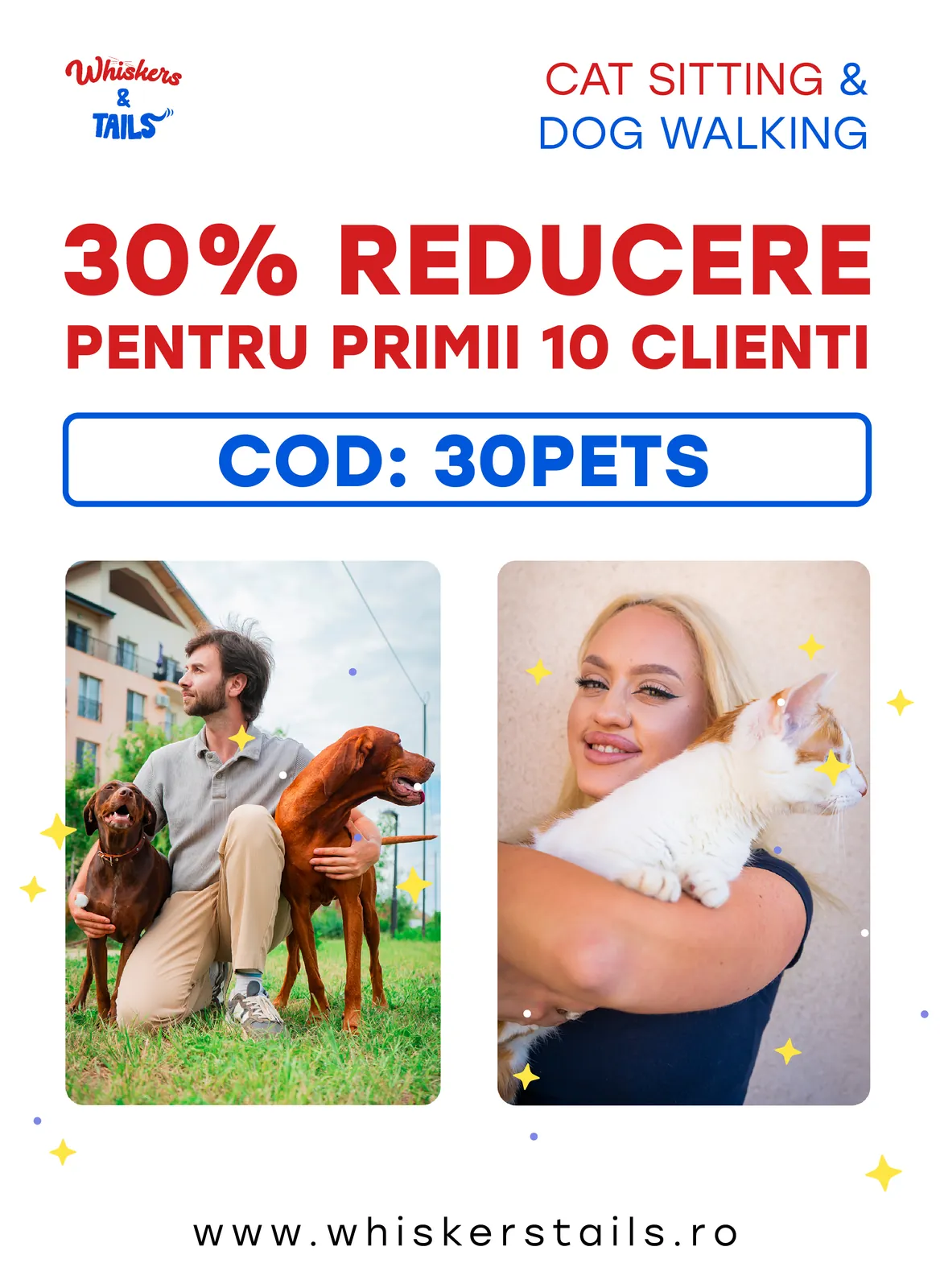 Whiskers & Tails: Servicio de pet sitting y paseo de perros hecho de principio a fin por mí: marca, contenido para redes, web con reservas y pagos.